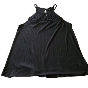 Torrid Black High-necked Macramé Gauzy Tank 1X